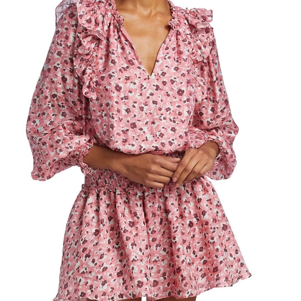 Ramy Brook Pink Floral Ruffled Penelope Mini Dress NWT - Picture 4 of 10